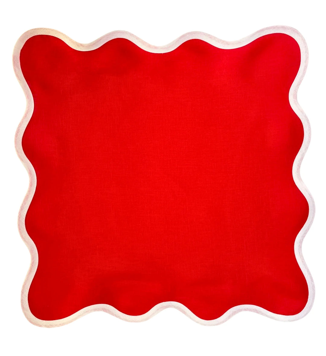 Linen Scalloped Square | Rosebud Red | PRE-ORDER ONLY