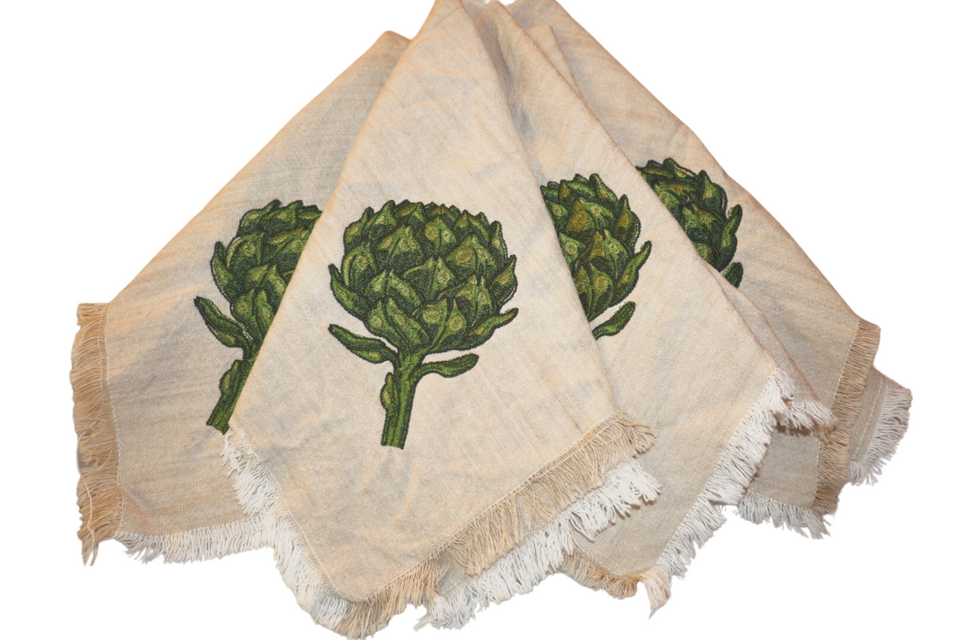 Artichoke Fringe Dinner Napkins - Set of 4