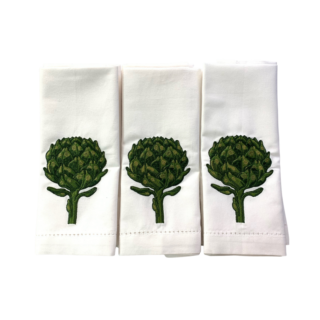 Artichoke Cotton Hemstitch Dinner Napkins - Set of 4
