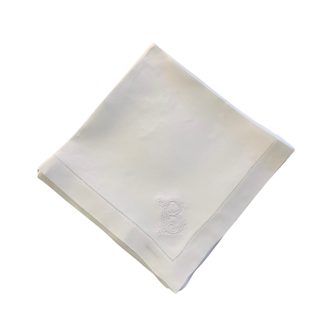 Linen Hemstitch Monogrammed Dinner Napkin - Set of 4