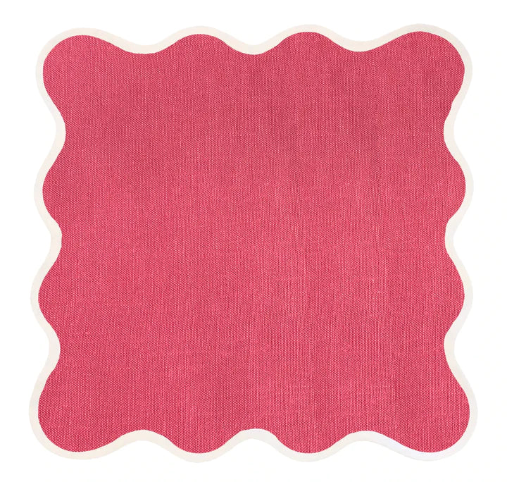 Linen Scalloped Square | Hibiscus Pink | PRE-ORDER ONLY