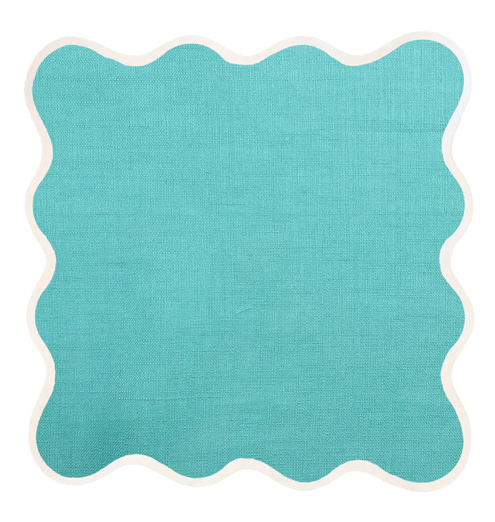 Linen Scalloped Square | Turquoise | PRE-ORDER ONLY