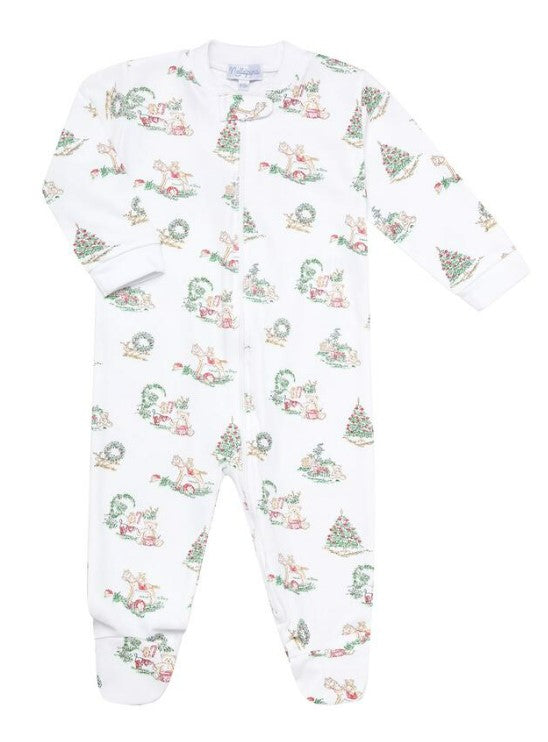 Christmas Toile Footie Pajamas