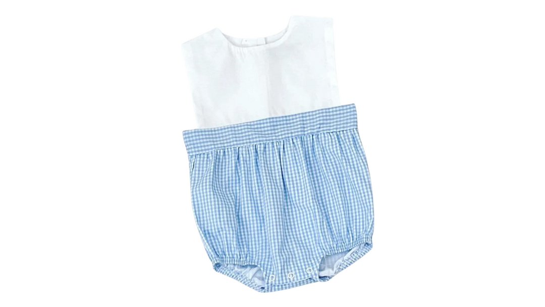 Blue Gingham Bubble - White Top