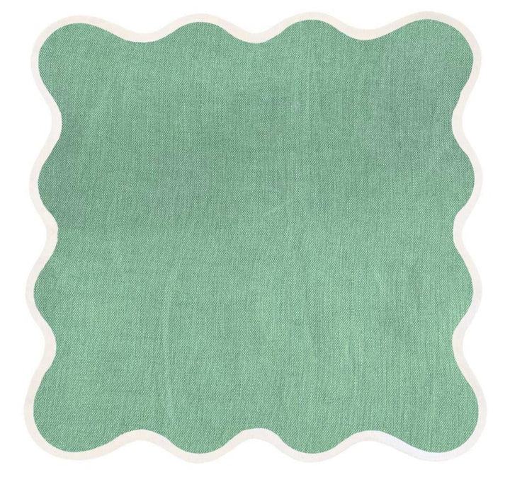 Linen Scalloped Square | Garden Green - Set of 4