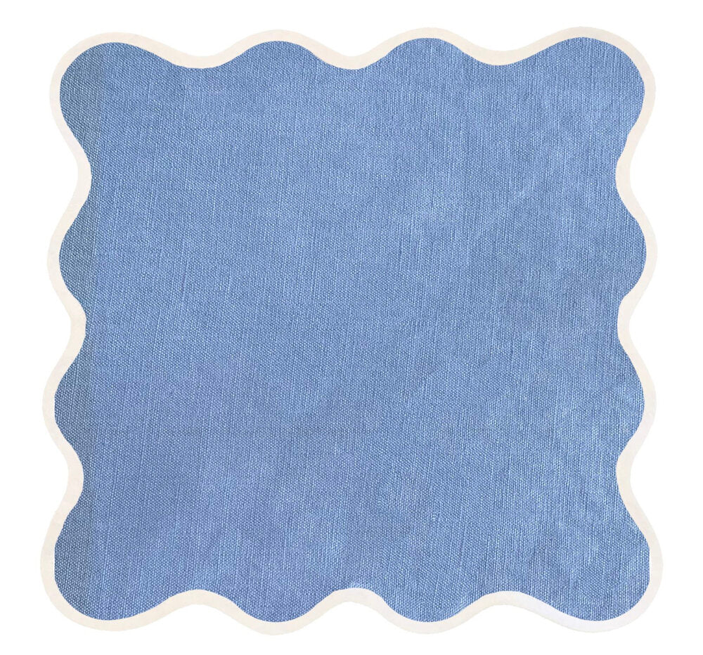 Linen Scalloped Square | Cornflower Blue