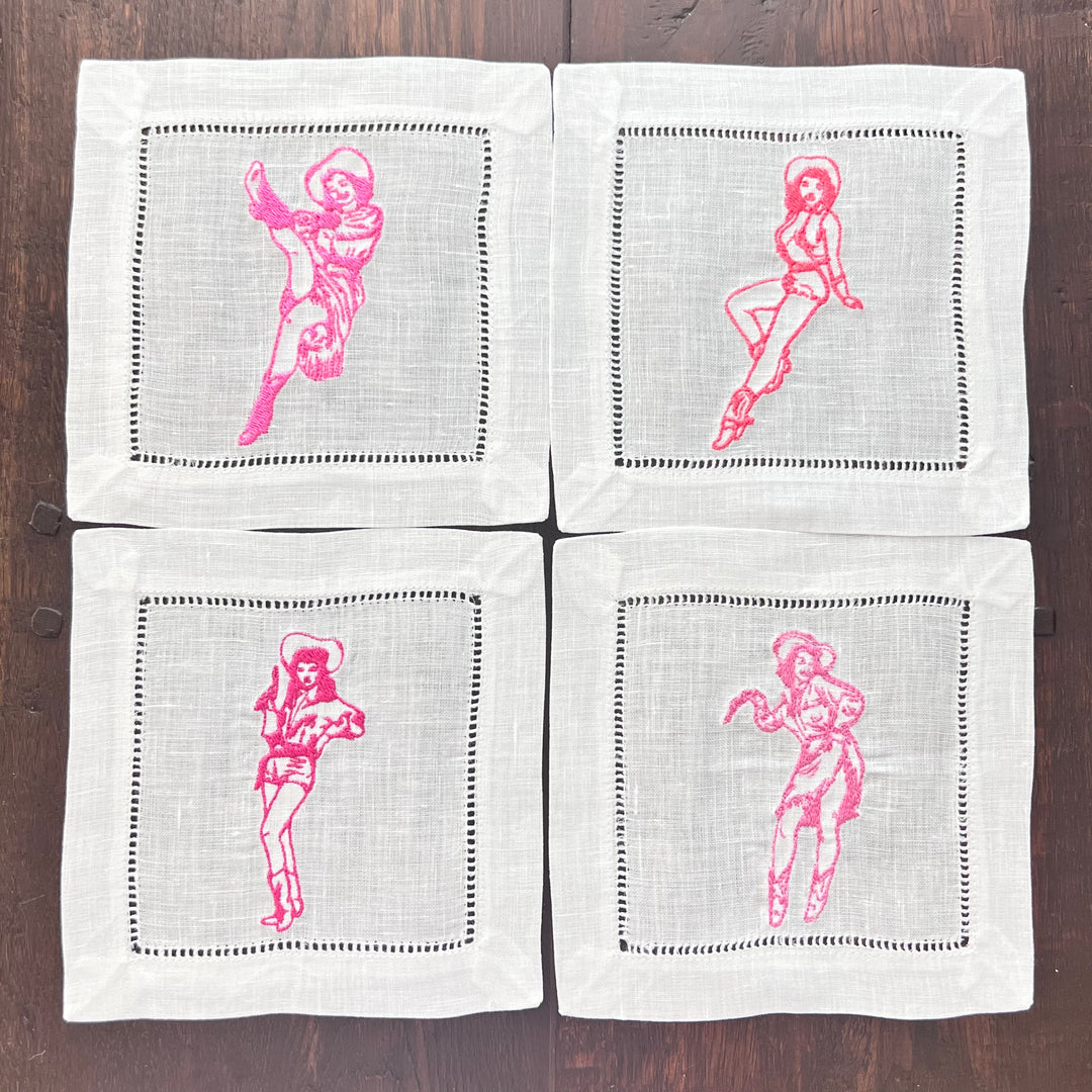 Cowgirl Pinup Cocktail Napkins -Set of Four