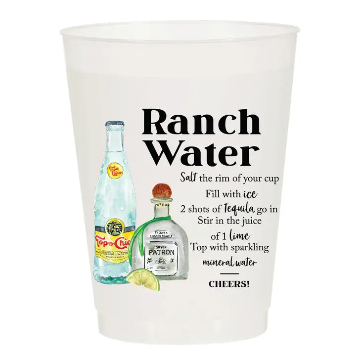 Ranch Water Watercolor Reusable Frosted Flex Cups - Set of 6