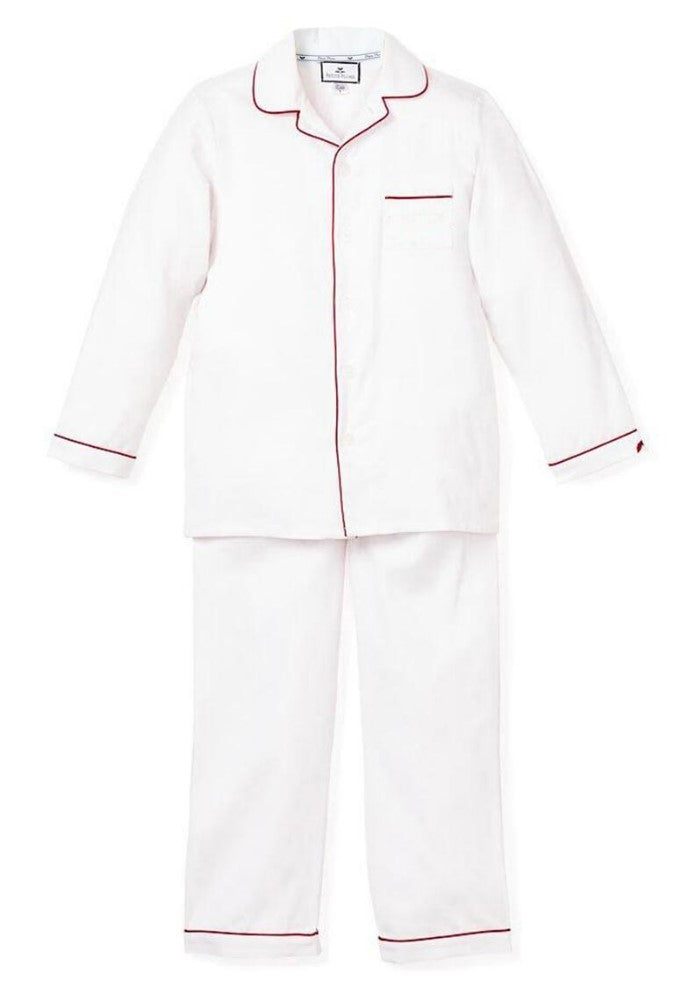 White Pajamas with Red Piping